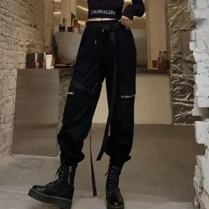 Coolest Street Solid Overalls Cargo Pants With Belt J40097