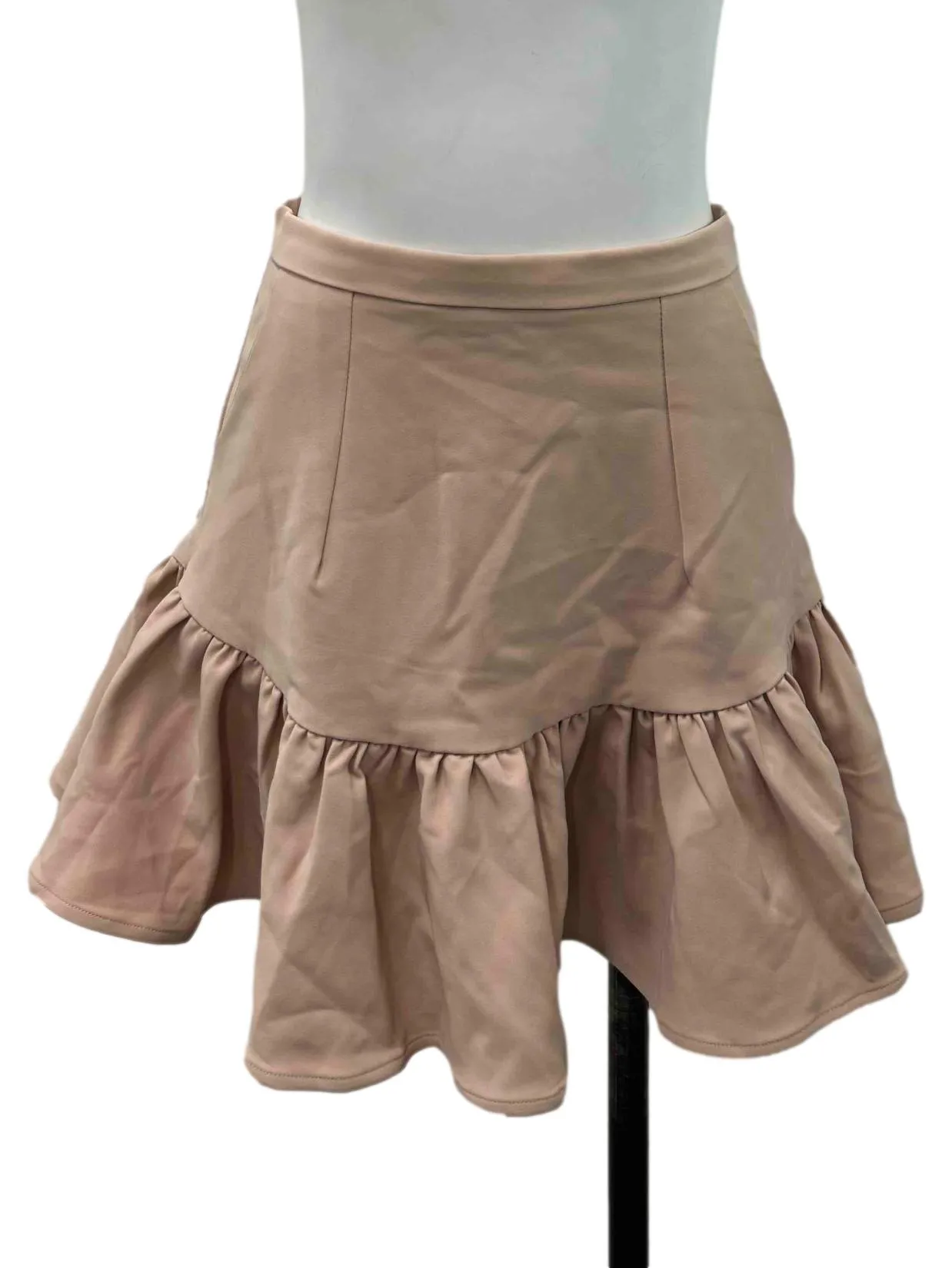 Coral Pink Ruffle Edge Mini Skirt