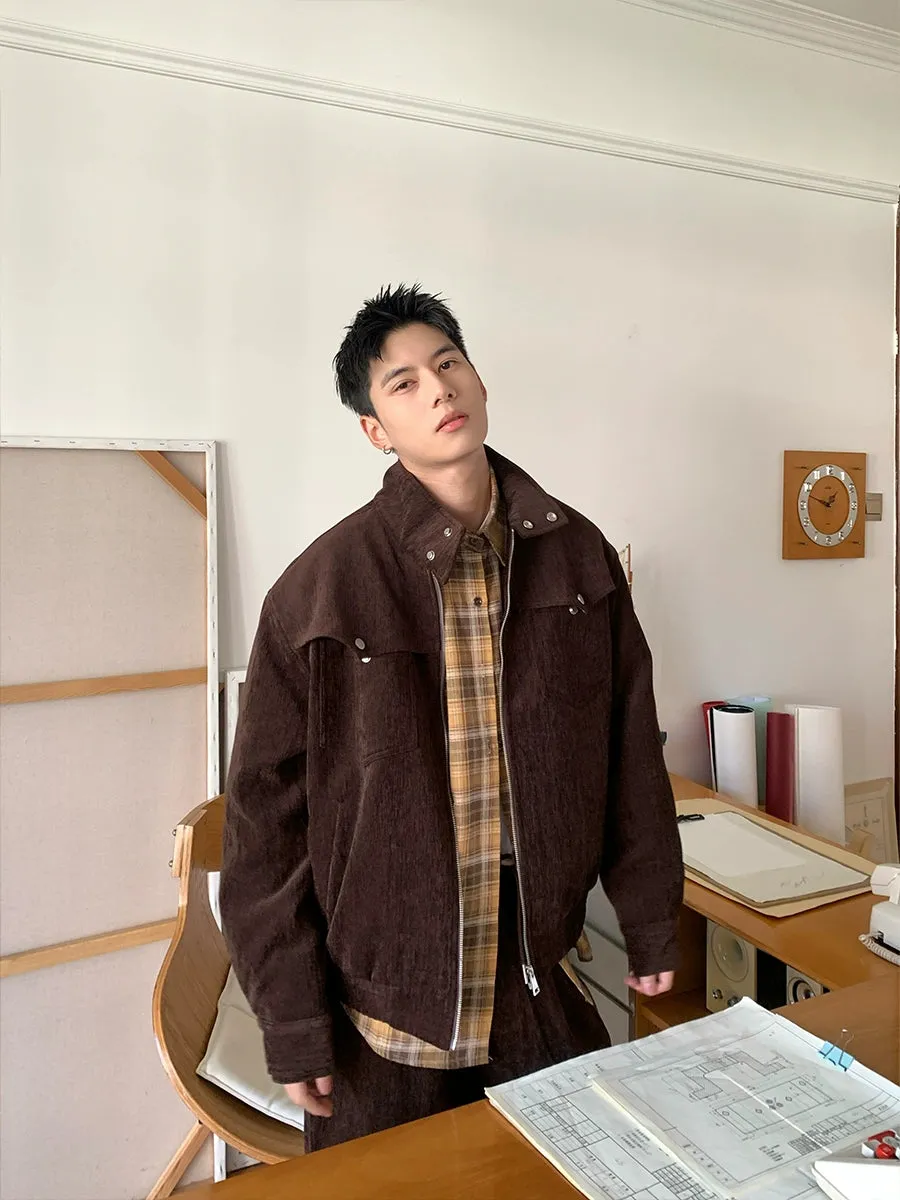 Corduroy Padded Cargo Jacket Pants Set
