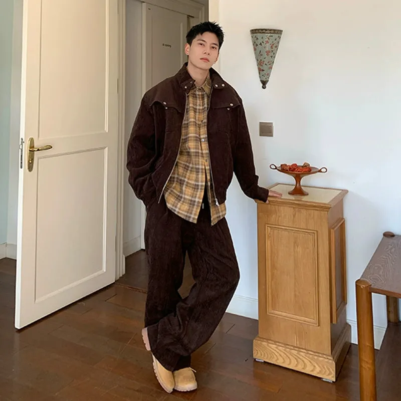 Corduroy Padded Cargo Jacket Pants Set