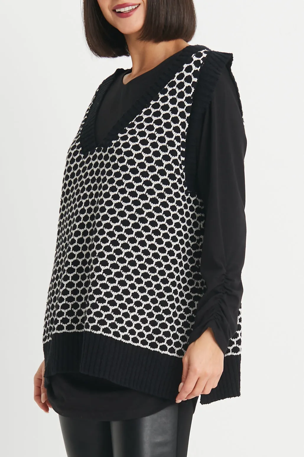 Cotton Bee Hive Sweater Vest