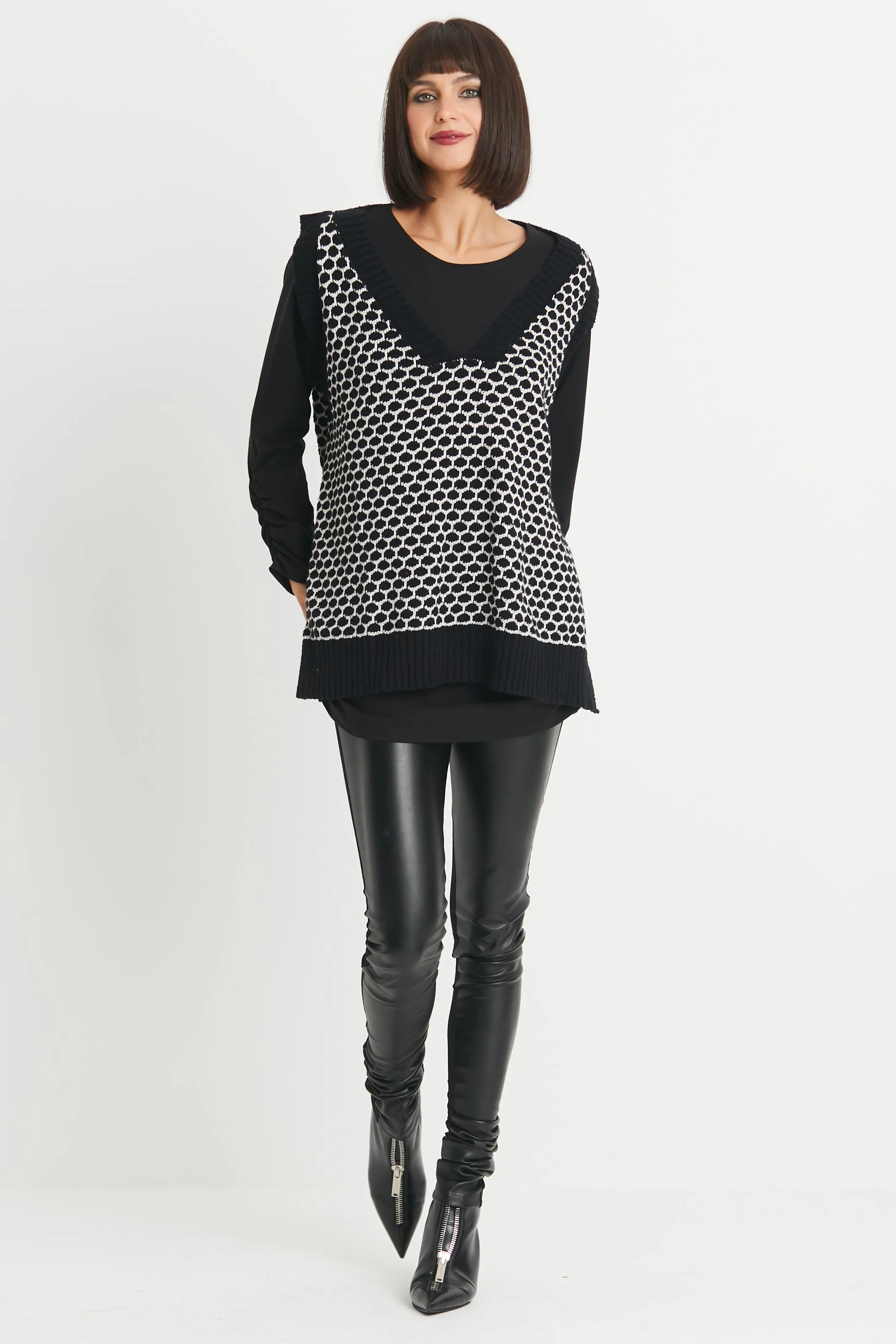 Cotton Bee Hive Sweater Vest