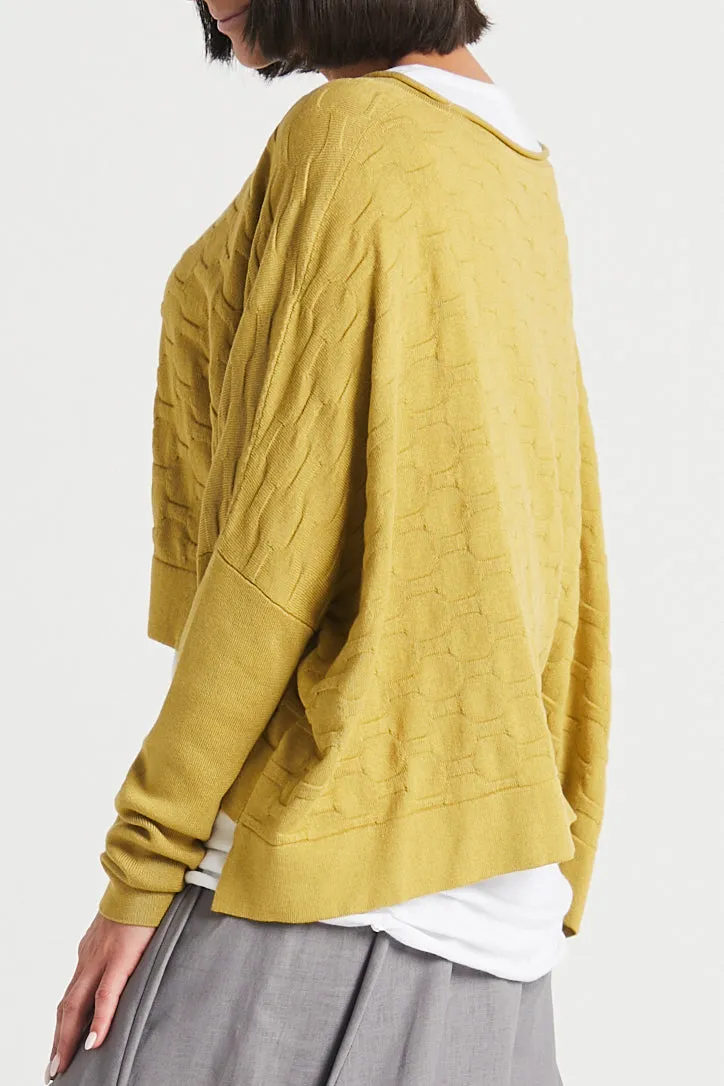 Cotton Honeycomb Crewneck Sweater