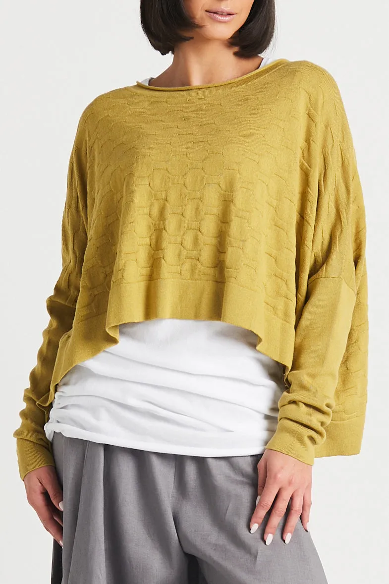 Cotton Honeycomb Crewneck Sweater