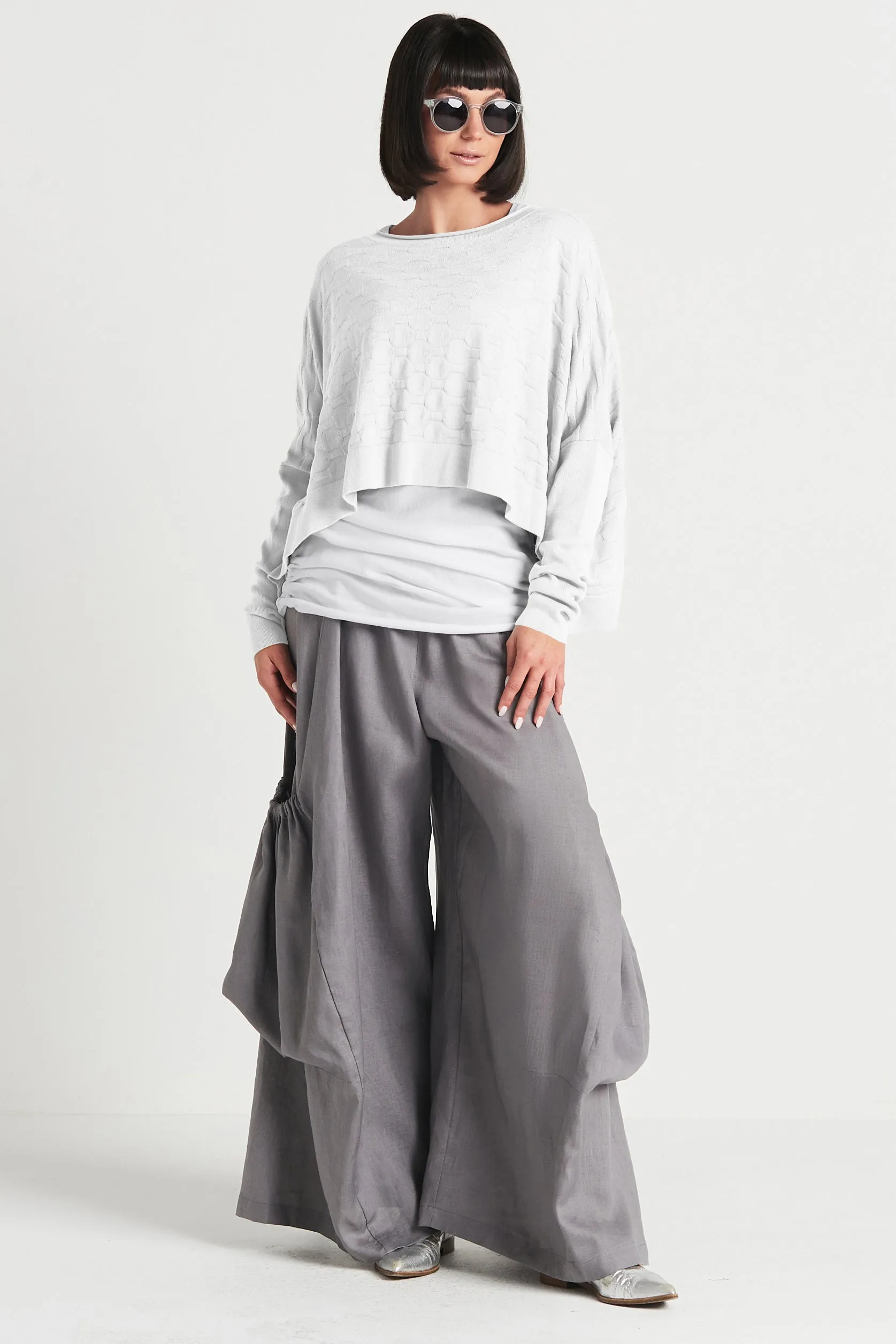 Cotton Honeycomb Crewneck Sweater