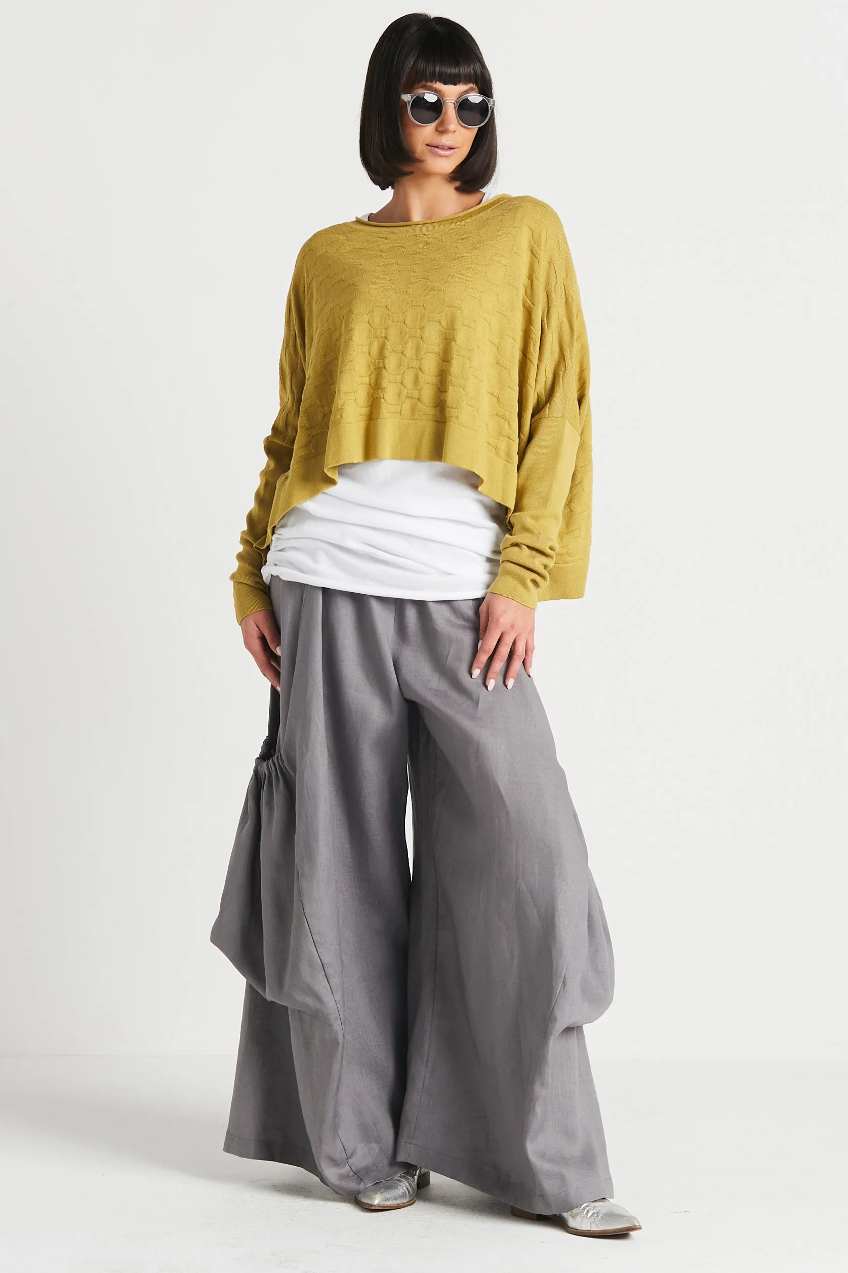 Cotton Honeycomb Crewneck Sweater