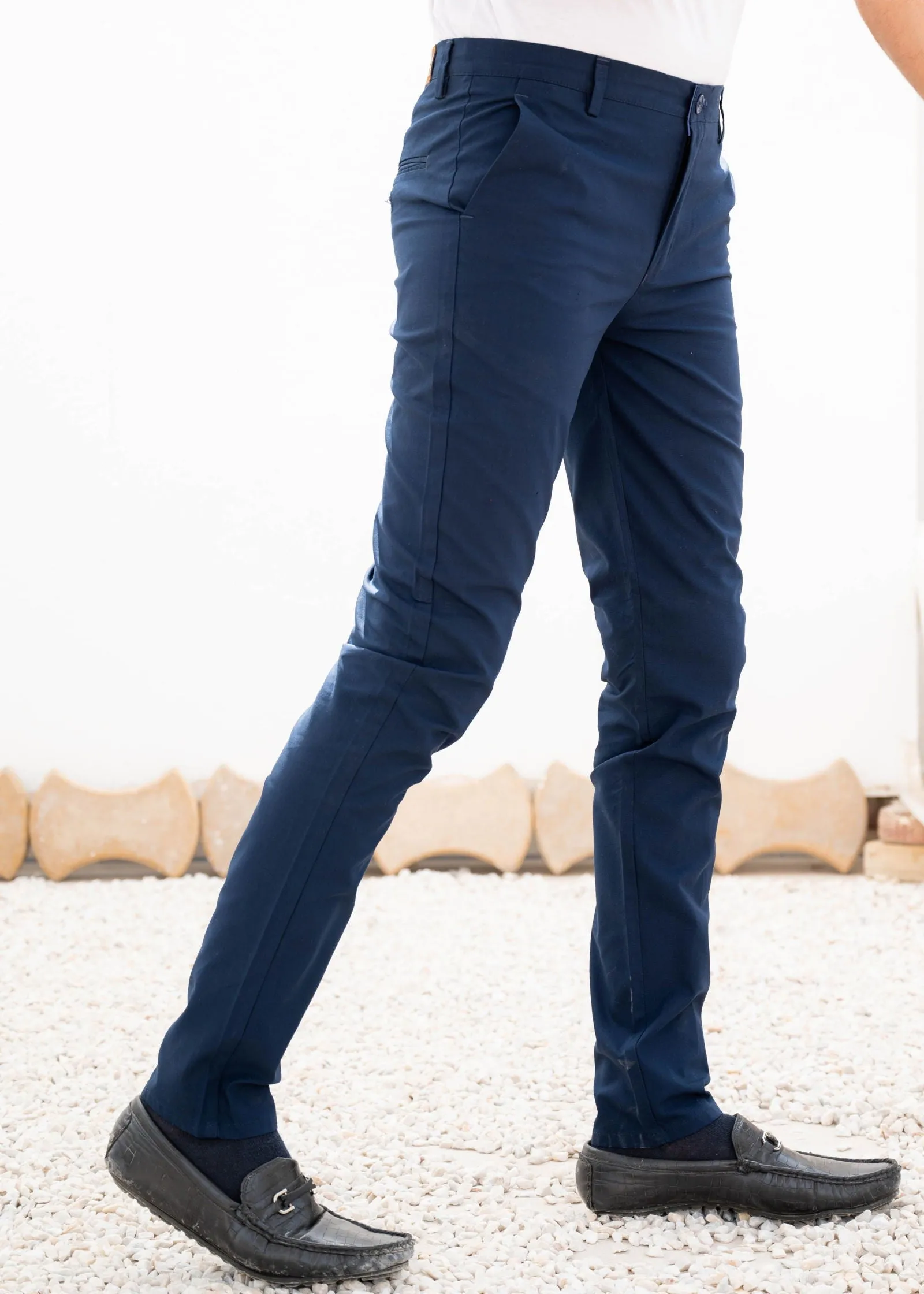 Cotton Navy Blue Chino Pant