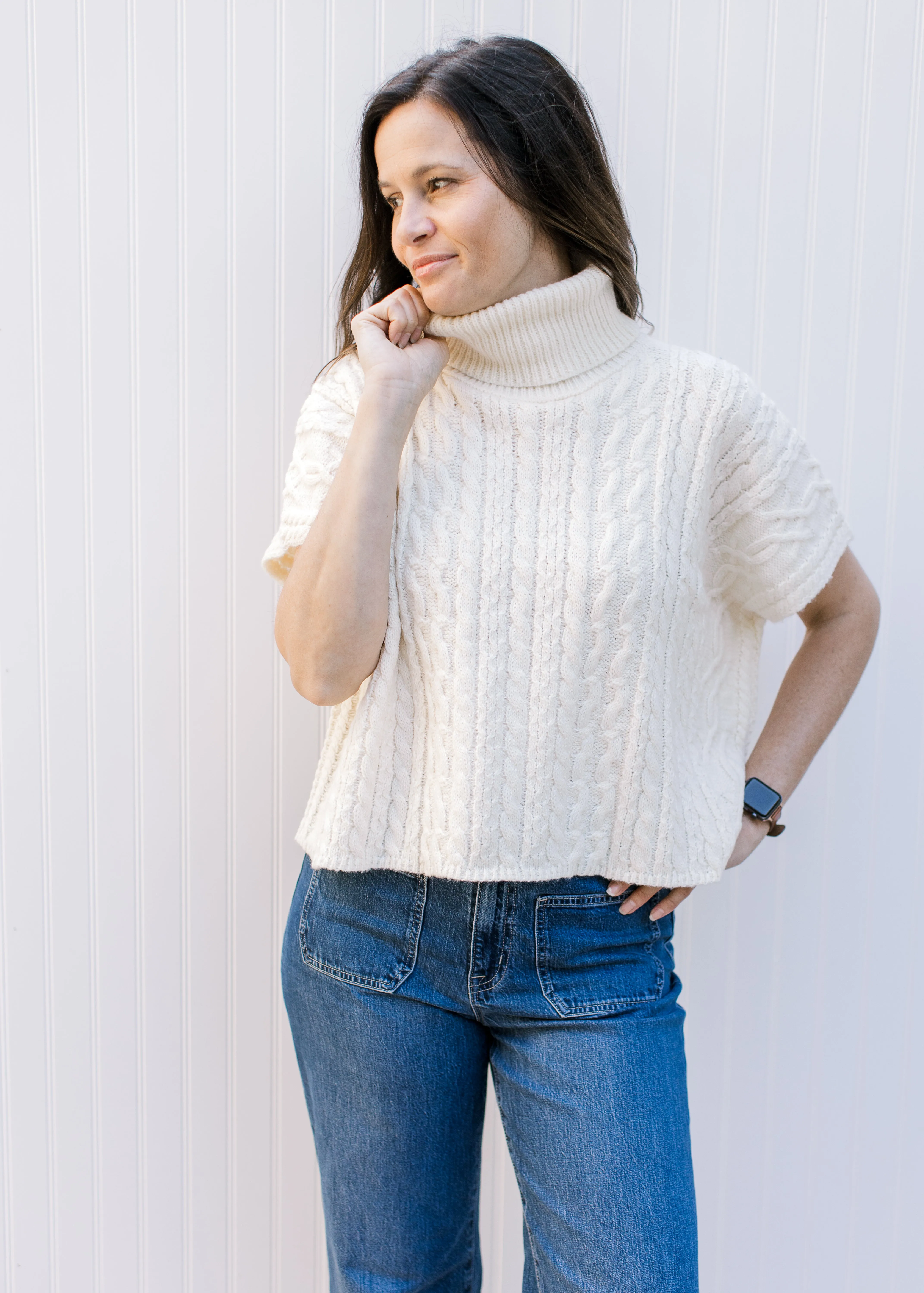Creamy Cowl Neck Sweater B