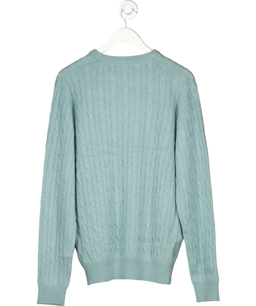 Crew Clothing Green Aqua Lambswool Rich Cable Crew Neck Jumper UK M
