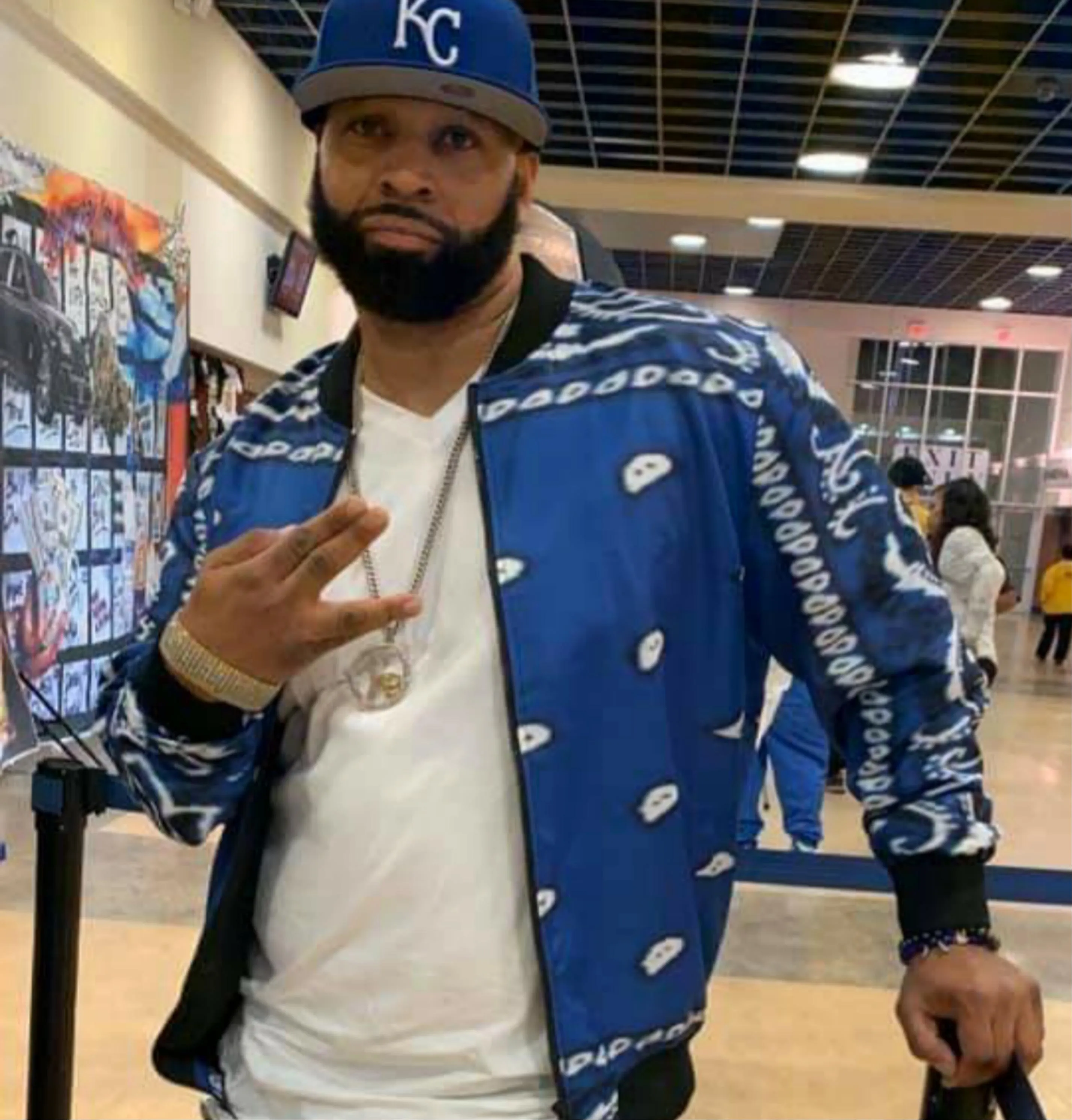 Crip Cuz Blue Bandana Men's/Unisex Bomber Jacket