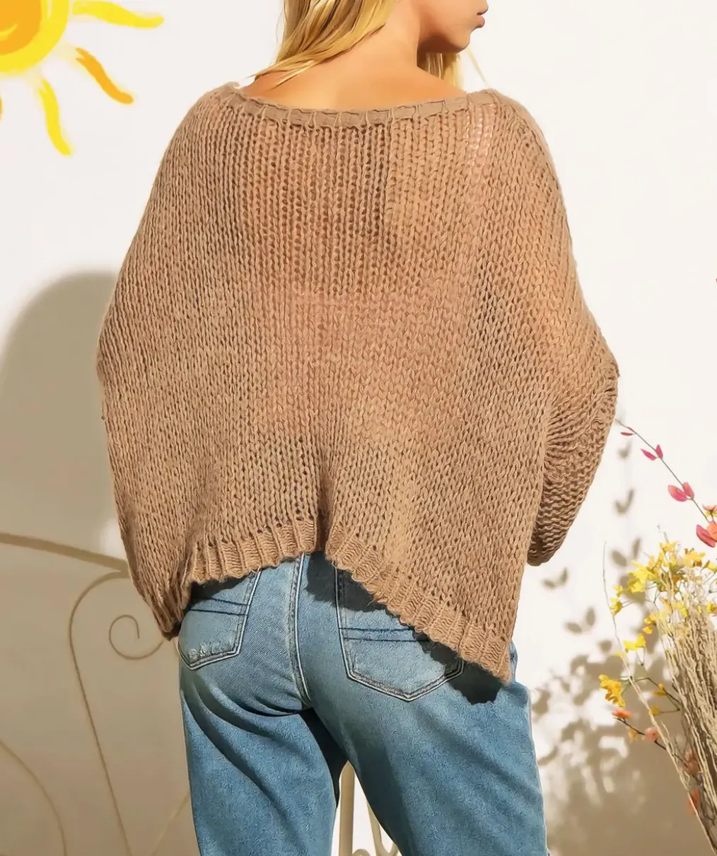 CROPPED CABLE-KNIT SWEATER