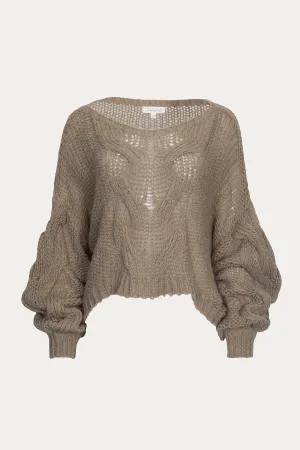 CROPPED CABLE-KNIT SWEATER