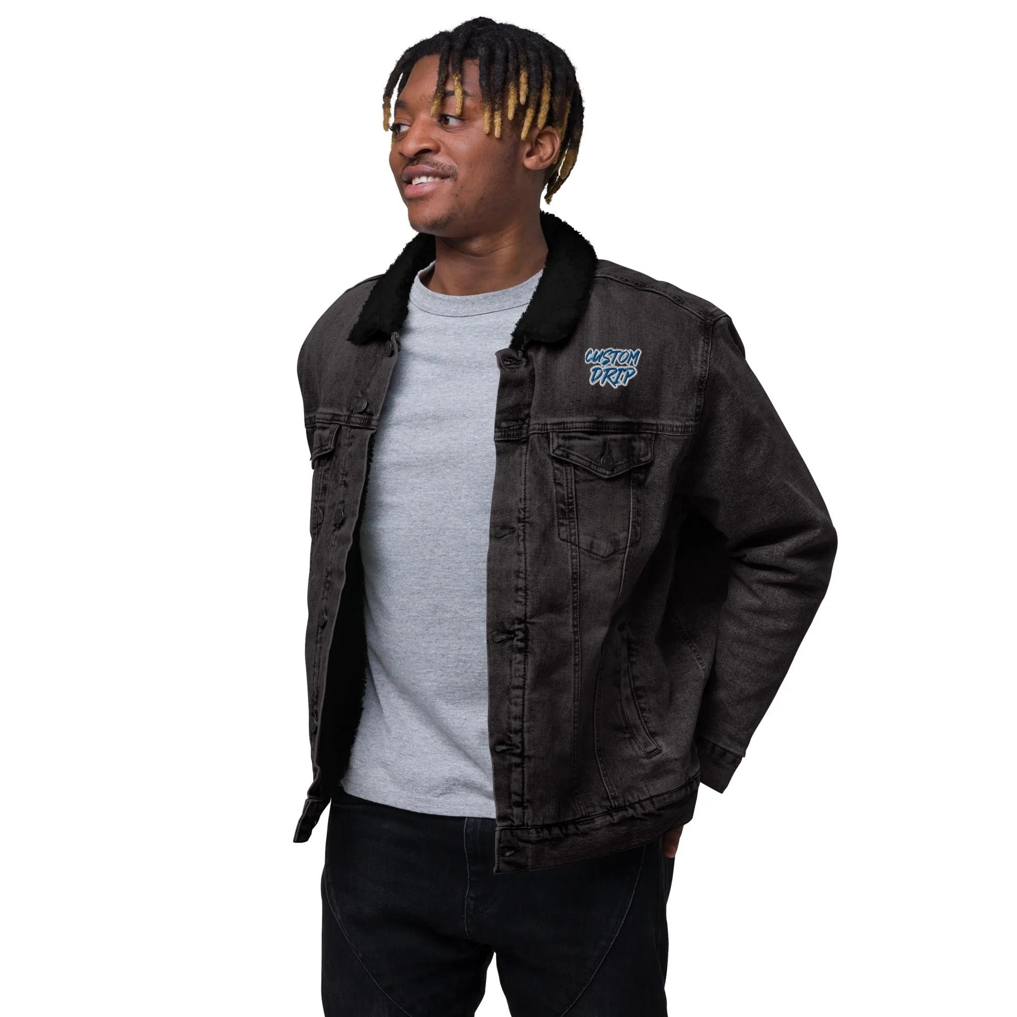 Custom Drps Unisex denim sherpa jacket