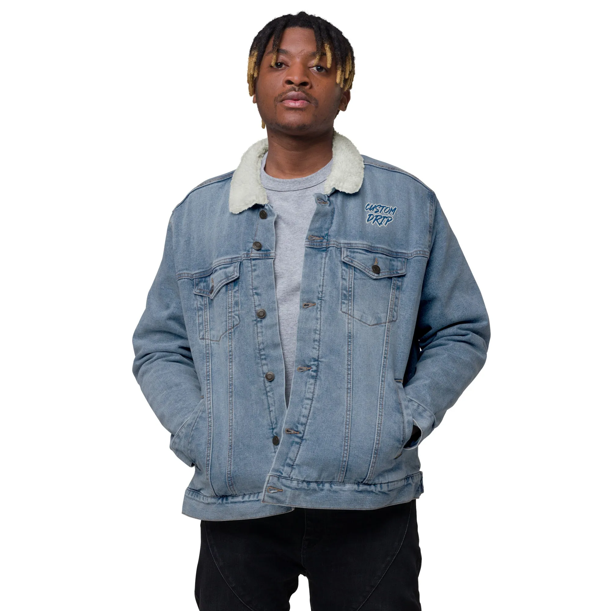 Custom Drps Unisex denim sherpa jacket