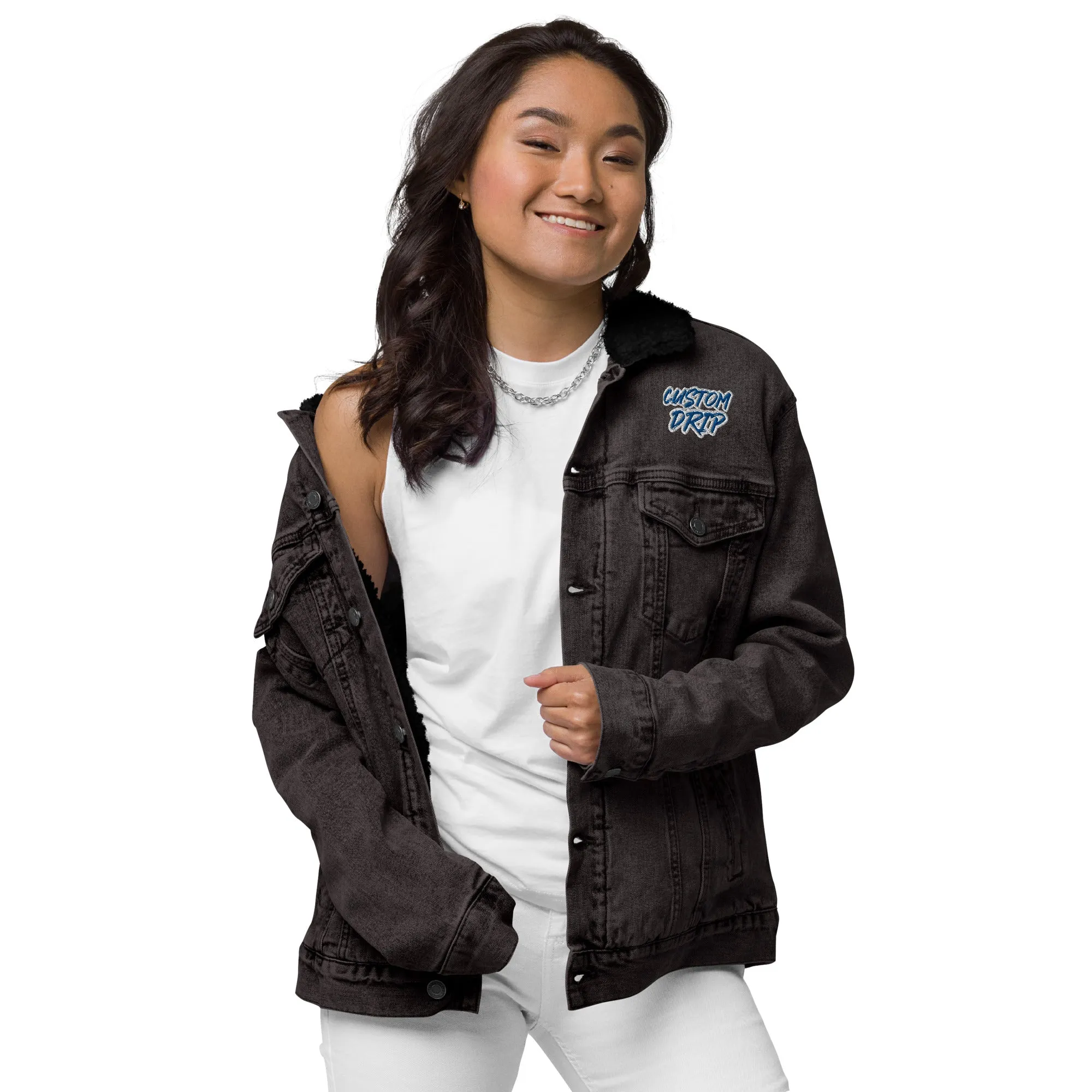 Custom Drps Unisex denim sherpa jacket