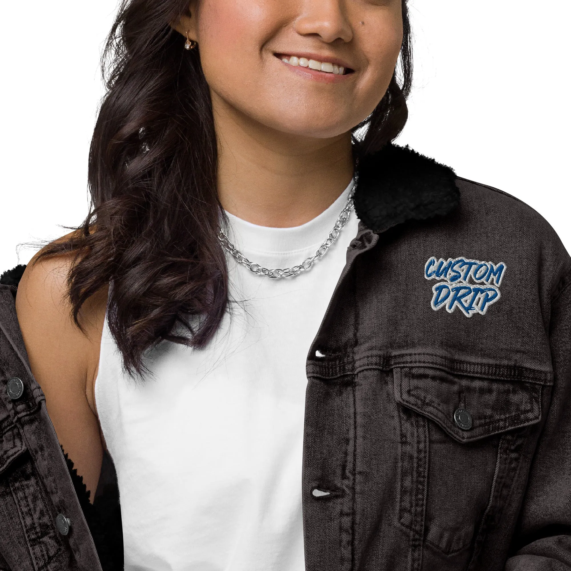 Custom Drps Unisex denim sherpa jacket