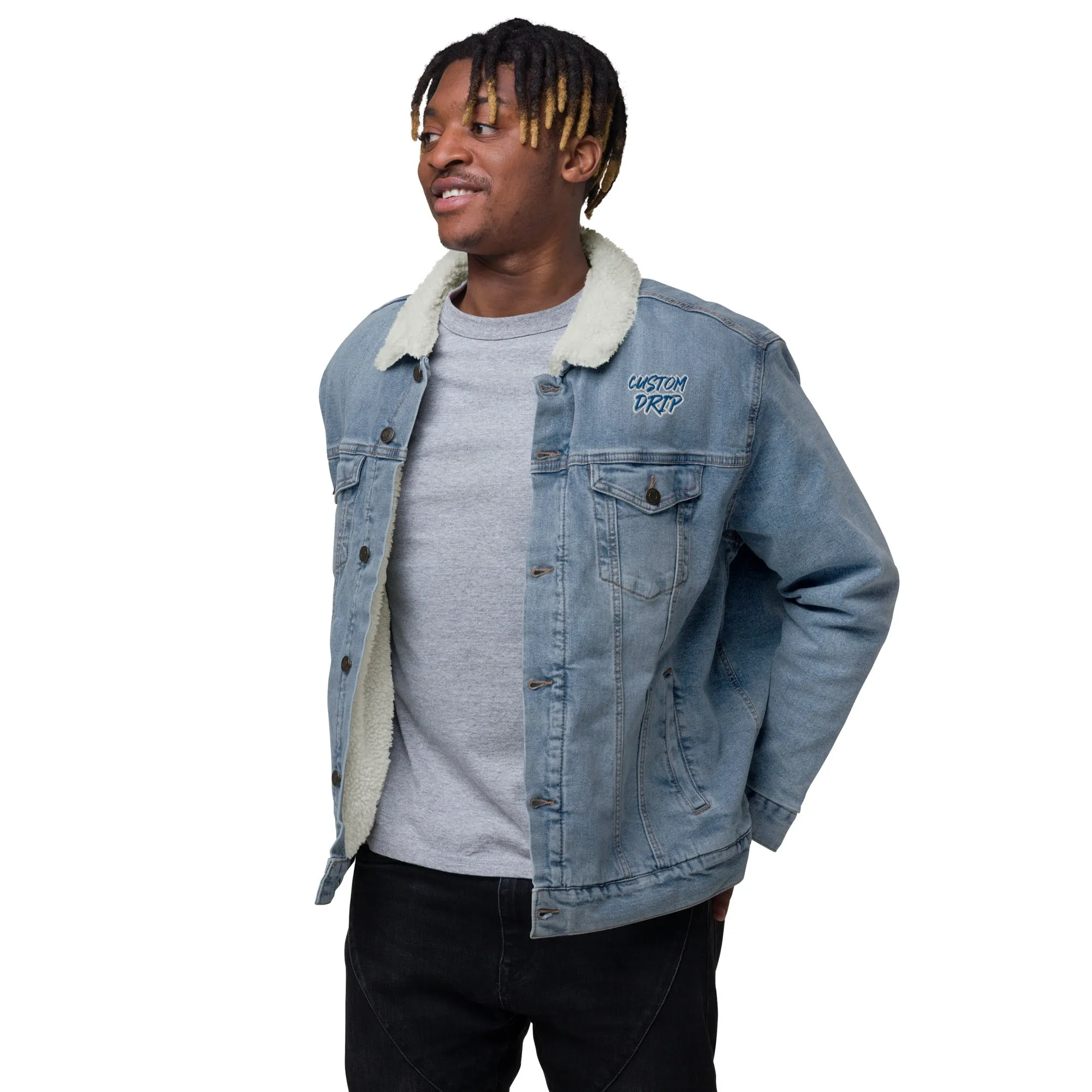 Custom Drps Unisex denim sherpa jacket
