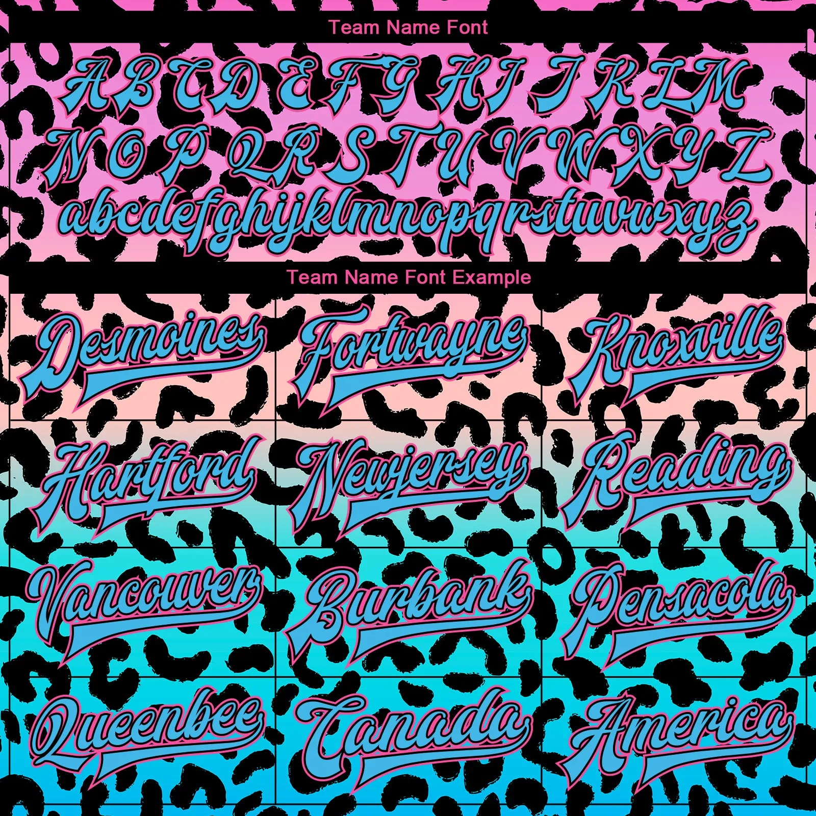 Custom Pink Sky Blue-Black Leopard Print 3D Pattern Design Bomber Full-Snap Varsity Letterman Jacket