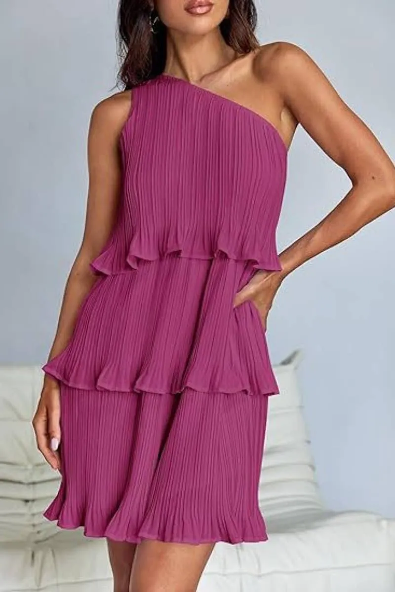 CWDSD4886_SHORT SUMMER LAYERED DRESS WITH SLOPING SHOULDERS