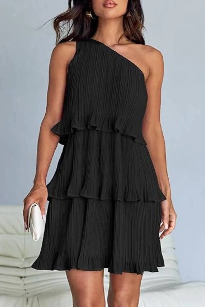 CWDSD4886_SHORT SUMMER LAYERED DRESS WITH SLOPING SHOULDERS