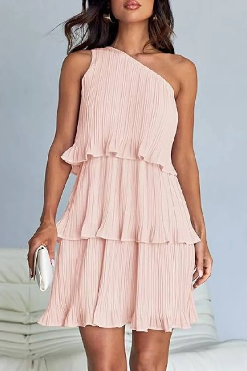 CWDSD4886_SHORT SUMMER LAYERED DRESS WITH SLOPING SHOULDERS
