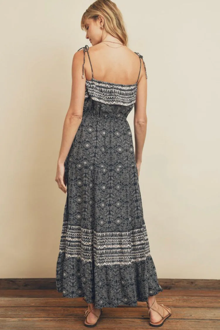 D120 RUFFLE BORDER MAXI DRESS