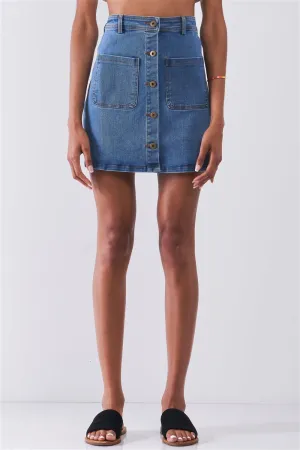 Denim Button-Down Mini Skirt | Vintage Blue