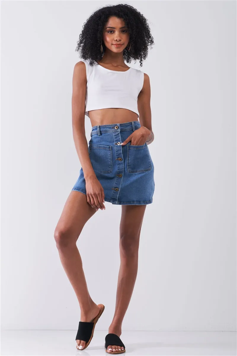 Denim Button-Down Mini Skirt | Vintage Blue