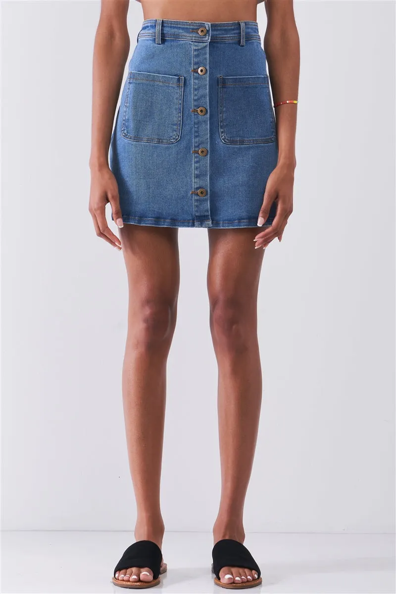 Denim Button-Down Mini Skirt | Vintage Blue