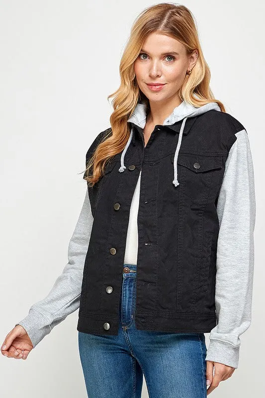 Denim Jacket with Fleece Hoodie