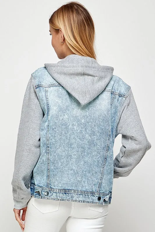 Denim Jacket with Fleece Hoodie