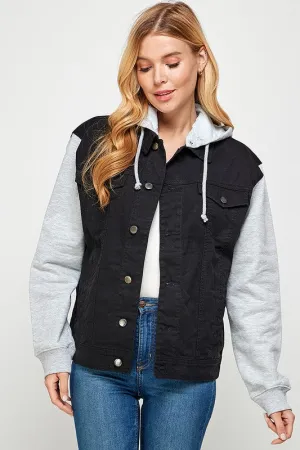Denim Jacket with Fleece Hoodie
