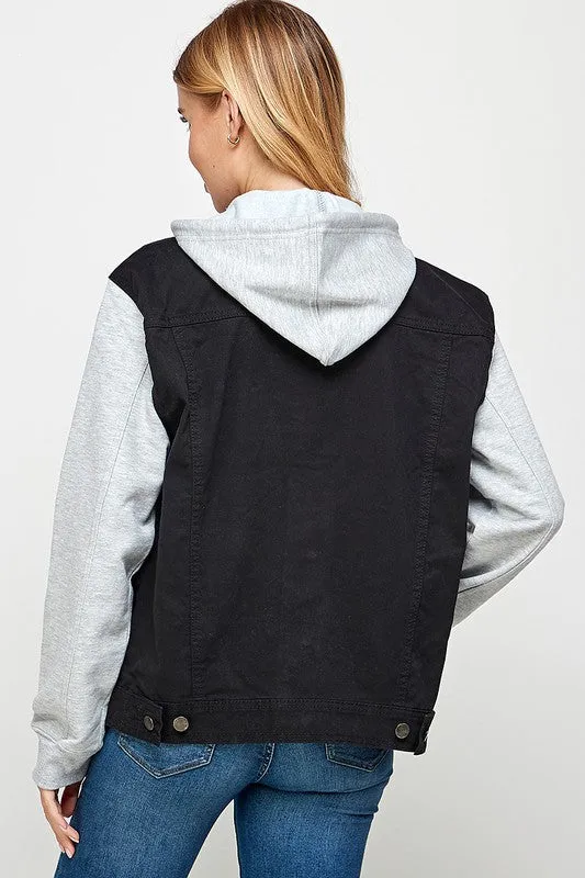 Denim Jacket with Fleece Hoodie