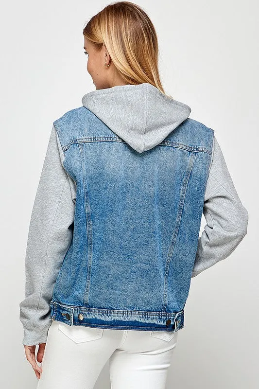Denim Jacket with Fleece Hoodie
