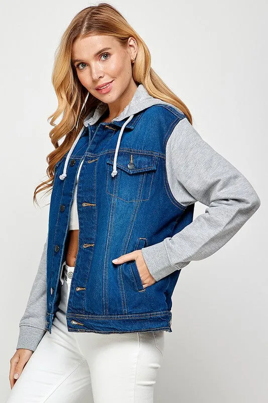 Denim Jacket with Fleece Hoodie