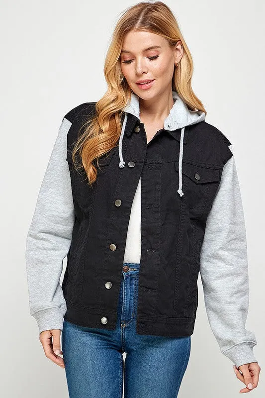 Denim Jacket with Fleece Hoodie