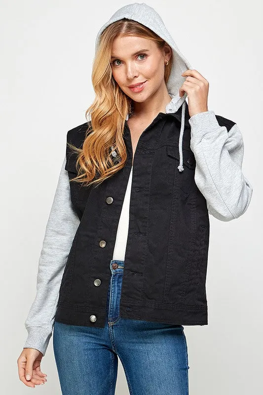 Denim Jacket with Fleece Hoodie