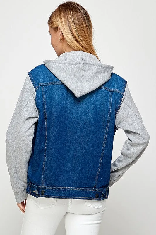 Denim Jacket with Fleece Hoodie