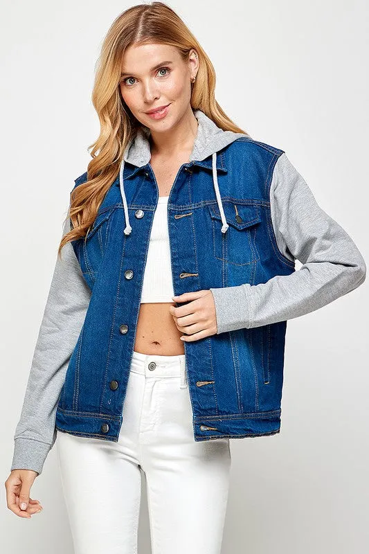 Denim Jacket with Fleece Hoodie