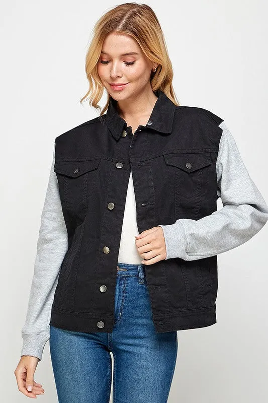 Denim Jacket with Fleece Hoodie
