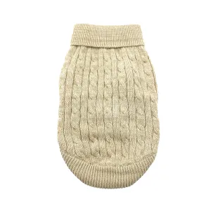 Doggie Design - Combed Cotton Cable Knit Dog Sweater - Oatmeal