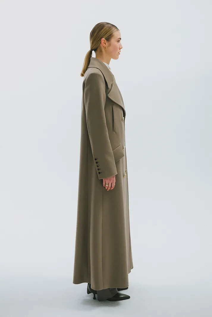 Double Breasted Coat with Oversized Collar