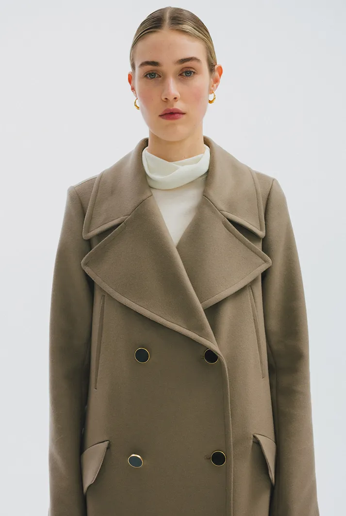 Double Breasted Coat with Oversized Collar