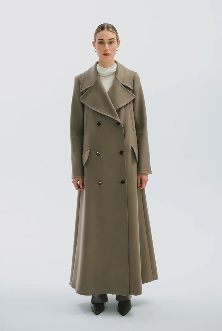 Double Breasted Coat with Oversized Collar