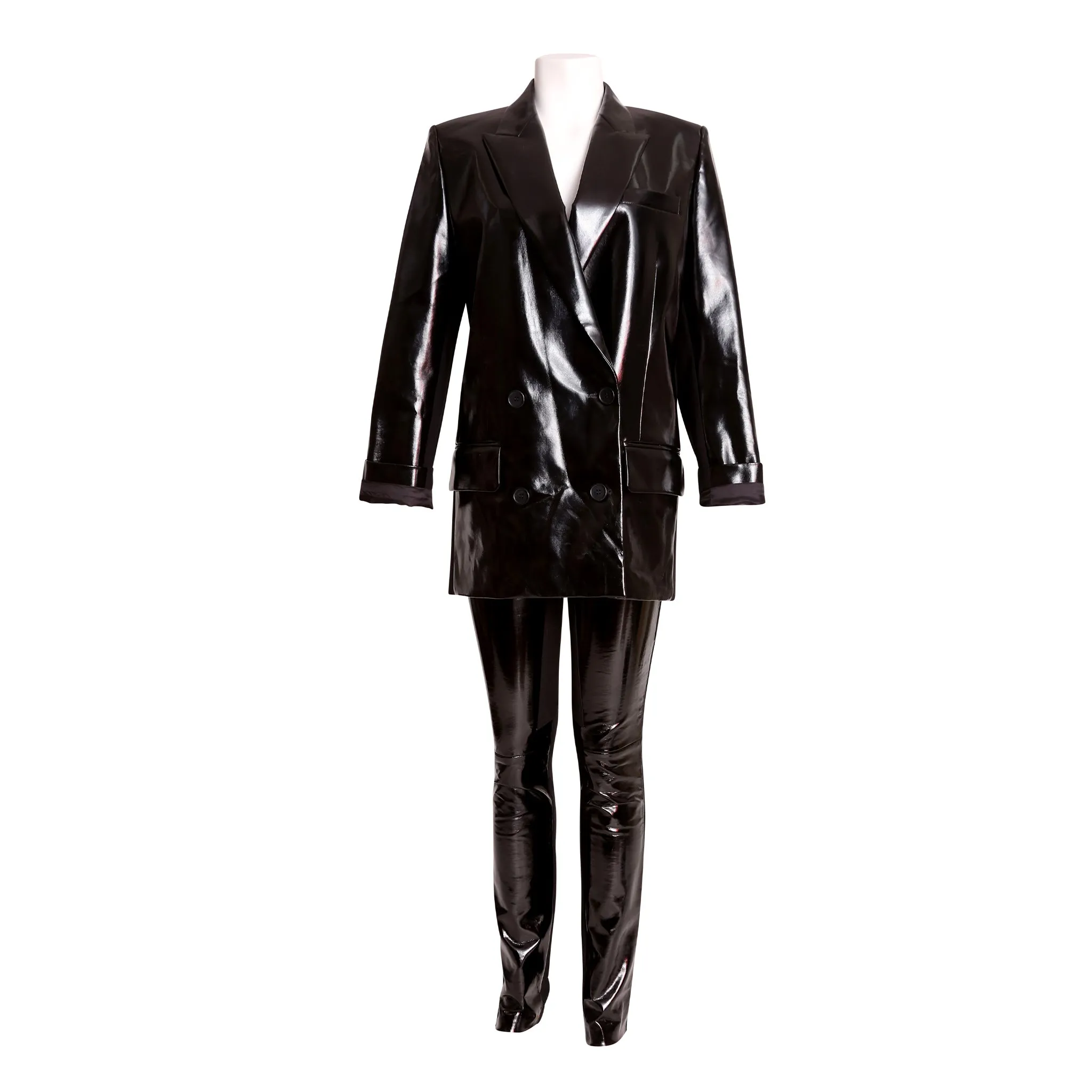 DOUBLE-BREASTED LEATHER BLAZER