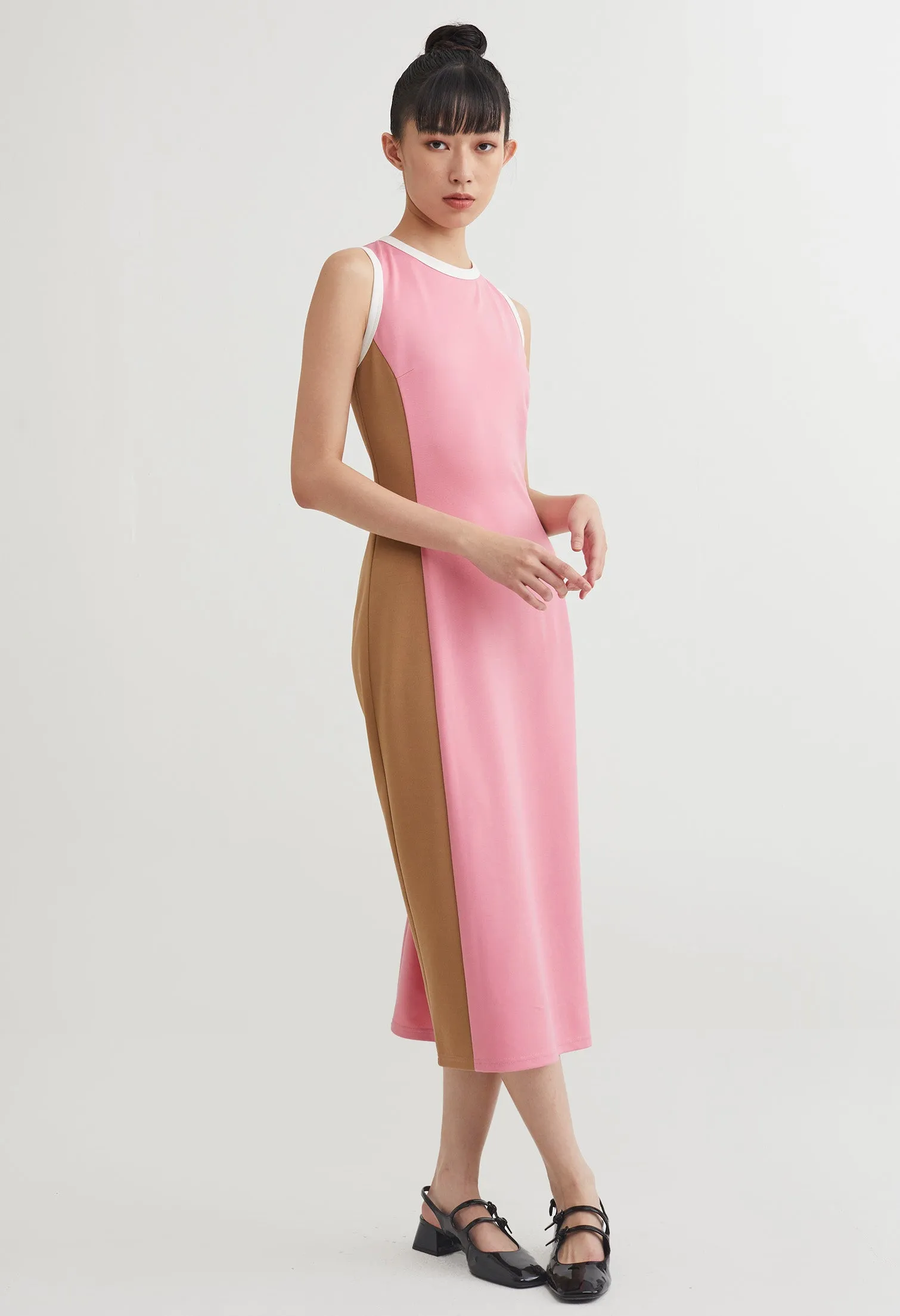 Dual Tone Slip Midi Dress