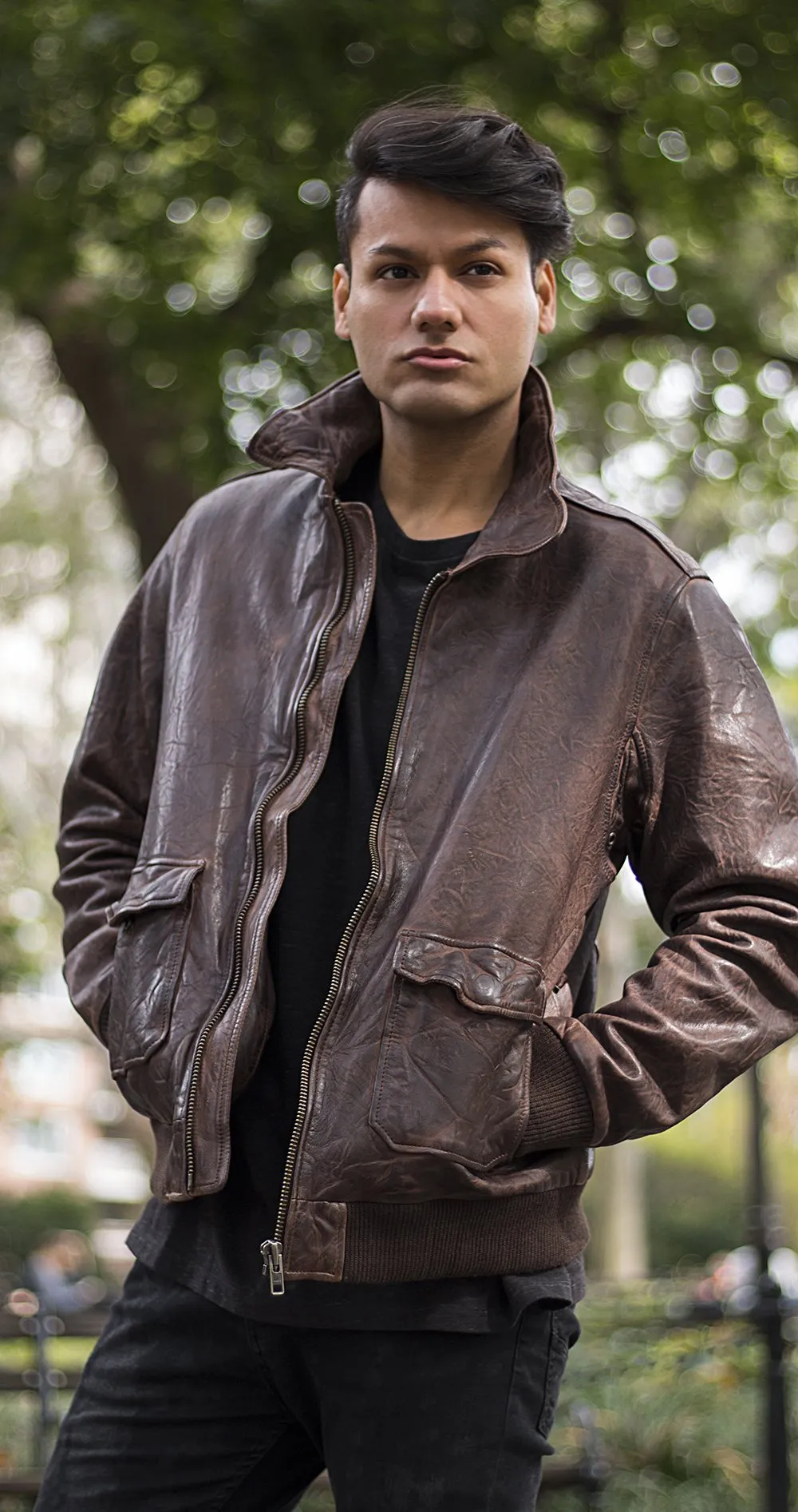 Duke - Men's Bomber Style Leather Jacket