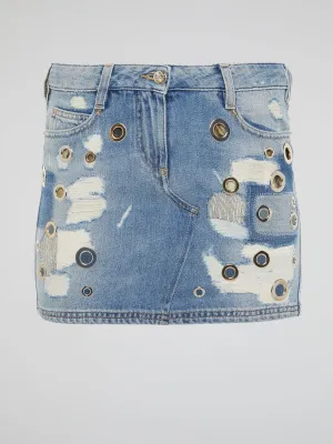 Embellished Denim Mini Skirt