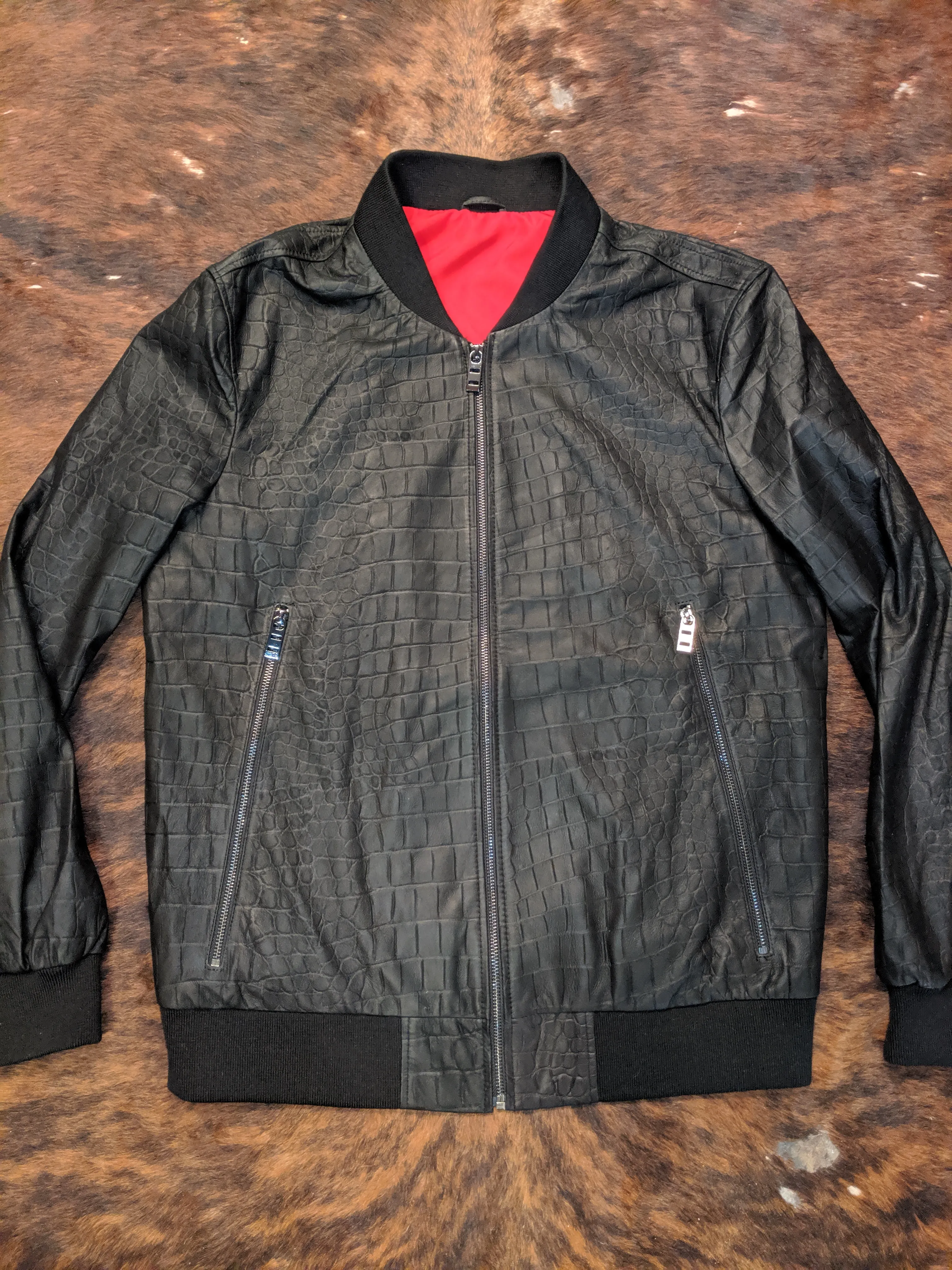 EMBOSSED CROCODILE LAMBSKIN JACKET