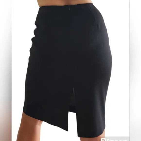 Emporio Armani Black Wool Pencil Skirt Small Knee Length Italy 40 Career Luxury